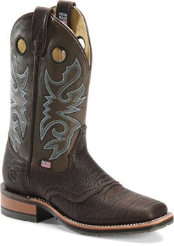 Chocolate Cool Grey Double H Boot 11 Inch Square Toe Roper